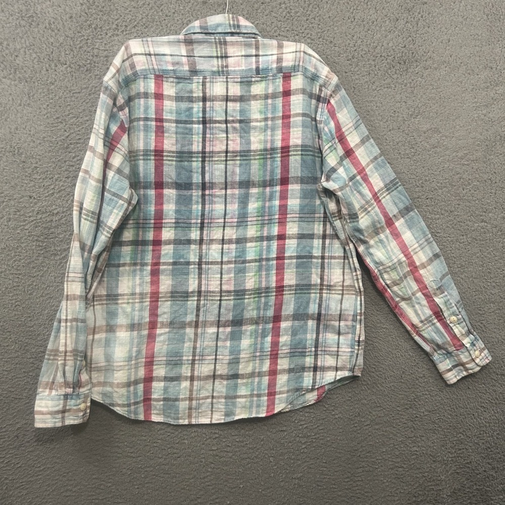 Polo Ralph Lauren Shirt Mens Large White‎ Pink Blue Plaid Classic Fit Pockets - Picture 3 of 11